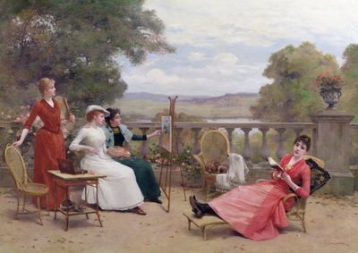 Pintura en la terraza de Jules Frederic Ballavoine